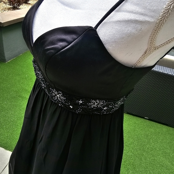 OC by Oleg Cassini ✦ Silk Cocktail Dress ✦ Crystal Lace-Up Drop Waist Black 2 - Picture 7 of 17